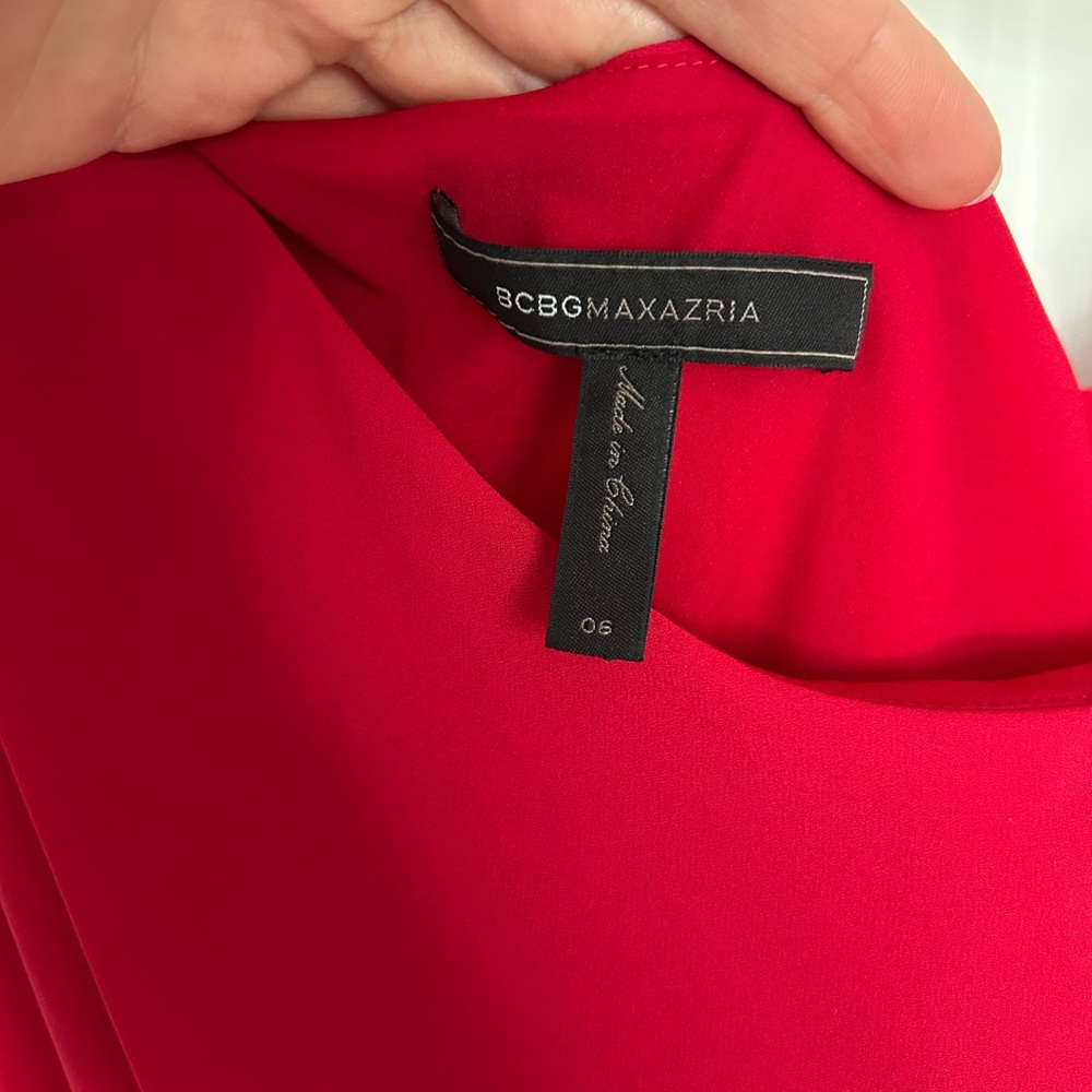 BCBGMaxAzria- “Somara” One Shoulder Dress in RioRed - Picture 5 of 7